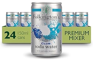 Folkington's Club Soda Water, 24 Cans, Natural Minerals Drink Mixer, 24 Count (Pack of 1)