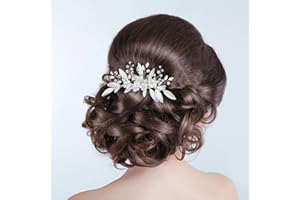 CATELL Pettini Pettine per Capelli da Sposa Accessorio per Capelli da Sposa Fiori con Strass Foglia per Donne e Ragazze Acconciature da Sposa Lauree Banchetti Fidanzamenti (Argento)