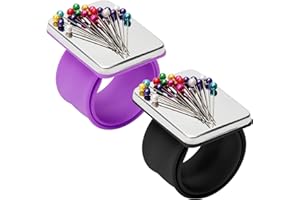 ZHAOYAO Magnetic Wrist Sewing, 2PCS Portable Arm Pin Cushion Magnetic Pincushion with Wristband for Sewing Collection (Purple, Black)