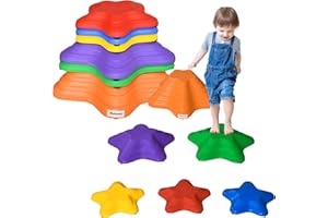 Outsunny Balance Stepping Stones Kids, 6-Piece Starfish Style Non-slip Obstacle Course, Stackable Balance Blocks, Garden Sensory Toys for Toddler 3-8 Years, Indoor Outdoor, Multicoloured