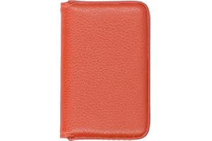 AUNMAS Estuche de Cuero para Tarjetas de Visita para Hombres y Mujeres, Estuche para Tarjetas de presentación, con Hebilla magnética, Estuche/portatarjetas de identificación para(Naranja)