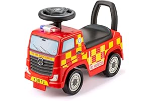 Xootz Mercedes-Benz Fire Engine Foot to Floor Ride On, Kids Manual Ride On Car with Lights and Horn, Official Licensed Mercedes Truck for Kids Ages 18 Months Plus