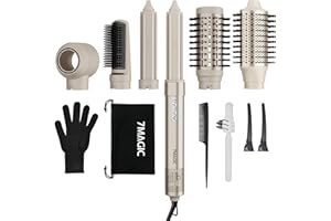 7MAGIC Air Styler 6 In 1, Asciugacapelli Ionico, Spazzola Rotante Per Capelli, Arricciacapelli Automatico, Spazzola Lisciante, Senza Danni Da Calore, Asciugatura Rapida, Con Borsa Da Viaggio