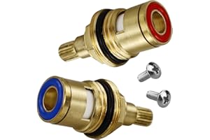SZCXDKJ 2 Sets Replacement Ceramic Tap Cartridge 1/2 Turn 20 Spline,Tap Glands Seals Repair Kit,Tap Valve for Shower Bathroom Taps with Washers,Solid Brass Ceramic