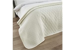 FAIRWAYUK Quilted Bedspreads Double Size - Ultra Soft Lightweight Bed Throws Bedspreads for All Season, 100% Polyester Comforter Bedding Large Sofa Coverlet, 150x200cm, Cream