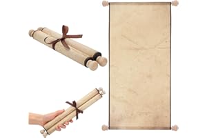 Epakh 1 Pack Blank Paper Scrolls Wrapped on Wood Rod for Writing, Drawing, Calligraphy, Wedding Vows, Cosplay Prop, Renaissance Festivals, Tabletop Role Playing(Retro,11 x 19 Inches)