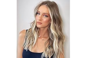 VEBONNY Lace Front Perücken für Frauen, Braune Ombre Blonde Perücke, Synthetisches Haar Lockige Lichtblonde Perücken 20 Zoll VEBONNY-083