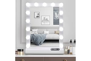 ‎AUXMIR Auxmir Lustro Hollywood, przyciemniane lusterko do makijażu z 15 oświetleniami, lusterko kosmetyczne z 3 diodami o temperaturze barwowej, blat stołu lub uchwyt ścienny, lustro stołowe do toaletki,