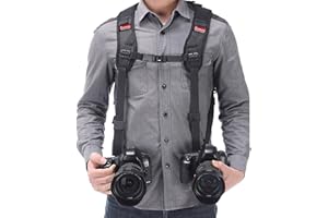 ZTOWOTO ZTO Tracolla doppia fotocamera imbracatura cinghia da polso e di sicurezza regolabile a rilascio rapido per DSLR SLR