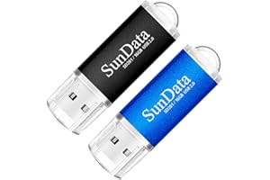 SunData Clé USB 16 Go Lot de 2 USB 2.0 Flash Drive Mémoire Stick Stockage Données Pendrive avec Lumière LED (2 Couleurs: Noir Bleu)