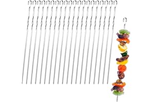 RJAYAA Grillspieße Schaschlikspieße Edelstahl 20 Stk 30cm Metallspieße für Fleischspieße Lange Kebab Grill Spieße Spiesse Rouladenspieße