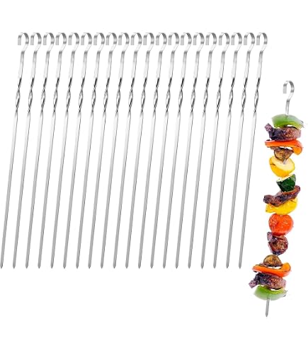 12 Edelstahl-Grillspieße Set – 3 Größen (15,2 Cm, 20,1 Cm, 24,9 Cm), Wiederverwendbar Für Fleisch & Gemüse