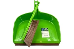 TDBS THE DUSTPAN AND BRUSH STORE Juego de recogedor y cepillo de lujo para jardín, gran sartén resistente y cerdas medias a rígidas, ideal para exteriores y cepillo para mantener tu entrada, caminos y invernaderos limpios