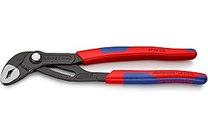 Knipex Cobra Pinza Regolabile di Nuova Generazione per Tubi e Dadi Bonderizzata Grigia, Rivestiti in Materiale Bicomponente, Forma Affusolata 250 Mm 87 02 250