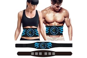 LEMENG ABS ​Belt Toning Gym Workout Machine for Men & Women,Abdominal Muscle Toner,EMS Muscle Stimulator,Abs Trainer Fitness,Abdomen Heat Sweat Stimulator 8 Modes 19 Lntensity Levels