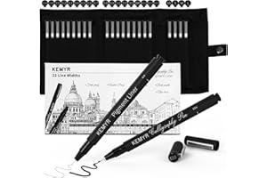 KEMYR Micro Pen Fineliner Drawing Pens Calligraphy Pens: 22 Size Waterproof Archival Pigment Black Ink Pens For Artists,Use for Watercolor,Sketching,Anime,Manga,Journaling,zentangle Artist supplies