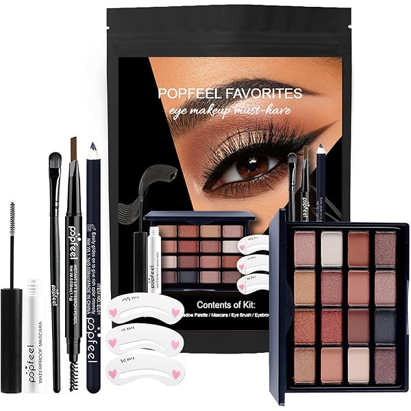 EnMart All-in-One Make-up Set – Mit 40 Farben Lidschatten, Mascara, Eyeliner, Augenbrauenstift & Pinseln