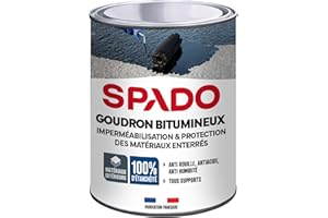 SPADO - Goudron Bitumineux - Protection des Surfaces Extérieures Enterrées & Bois - Imperméabilisant - Formule Anti-Rouille, Anti-Acide, Anti-Humidité - Fabrication Française - 1 Litre