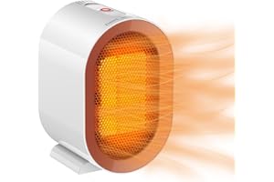 Diswoe Chauffage d'appoint, Radiateur Electrique 2 Modes 800/1200W, Chauffage Soufflant pour Salle de Bain, Salon, Chambre, Bureau, avec Protection Contre Surchauffe & Anti-Basculement