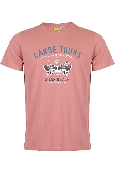 ROADSIGN Australia Herren T-Shirt 'Canoe' – Halbarm, 100% Baumwolle, Hellblau, Größe M