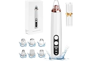 YEERAIN Porenreiniger Gesicht Mitesserentfernung, Porensauger Gesicht Mitesser Entferner Sauger Nase Akne Pickelsauger mit 3 Saugstufen und 6 Köpfe Blackhead Remover Pickelentferner