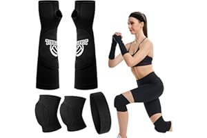 Omlalayi Protezione Accessori Pallavolo, 1 Paio Manicotti Pallavolo + 1 Paio Ginocchiere Pallavolo Bambina, Gomitiere Pallavolo Volley, Accessori per Protezione dell'avambraccio per l'allenamento