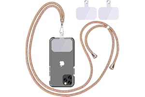 Linkbro Uniwersalny łańcuszek na telefon komórkowy do zawieszenia na szyi, regulowany i zdejmowany, czarny