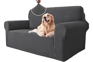 ‎YSTYLE Ystyle Sofa überzug 2 Sitzer Mit Armlehne, Stretch Sofabezug rutschfest, Modern Sofa Cover Für Hunde Haustiere, Atmungsaktiv Couch überzug Mit Elastic Bottom, Grau