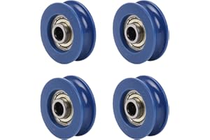 Cnbtr 6 mm largeur de rainure 3 mm rainuré profond rainure en U poulie plastique à roulement à billes en plastique bleu pour une charge maximale de 26 kg 4 pièces