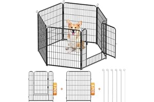 Kidsgigglz Haustier Laufgitter, Hundezaun, Freilaufgehege Kaninchen, DIY Drahtzaun mit Tür für den Innen Außenbereich, Spielplatz für Garten für Hund Katze Welpe Kaninchen Hühner, 6Gitter je 65x80cm