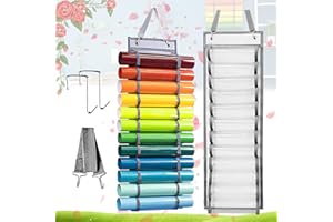 Begpoee Porta Rotolo in Vinile, Organizer in Vinile, Supporto per Rotolo in Vinile, Organizzatore da Parete, Con 12 Scomparti, Per Conservare Carta da Regalo e Disegni di Progettazione(Grigio)
