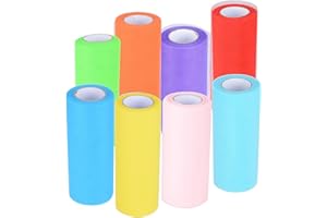 DEOMOR (182m) 8 Rollen Tüll RolleTüllband Tüll Dekostoff Tischband Dekoband Tüllnetz 8 Farben für Hochzeit Party Bankett Rock Kleidung Deko Handwerk (15cm*25Yard/Rolle)
