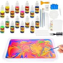 Kit Peinture Marbrée Lobyoh - Activité Créative Enfant 6-12 Ans - 12 Couleurs + Carraghénane - Cadeau éducatif