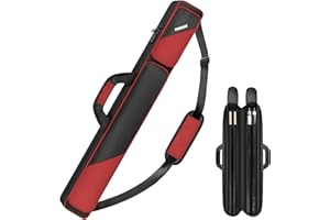 PEKREWS Tasche für Billardqueue 2 x 2 für 2 Queues mit 2 Reißverschlusstaschen für Zubehör, robust, Polyester, mit Schultergurt und Tragegriff, weich, für Damen und Herren