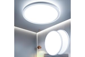 OTREN Lámpara de Techo, Plafón Techo Led 6500K para Baño, Cocina, Oficina, Balcón, 2400LM Ø23CM（ Pack de 2