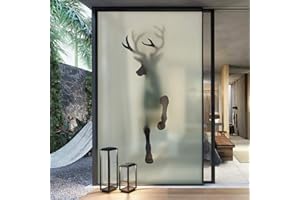 HRKZEDE Keine-kleber Sichtschutzfoli,Hirsch Fensterfolie Bad,Dekofolie sichtschutzfolie,Fensterfolie statische,Einfache entfernung Wiederverwendbar Sichtschutzfolie, Nein Formaldehyd,A,100cm*100cm