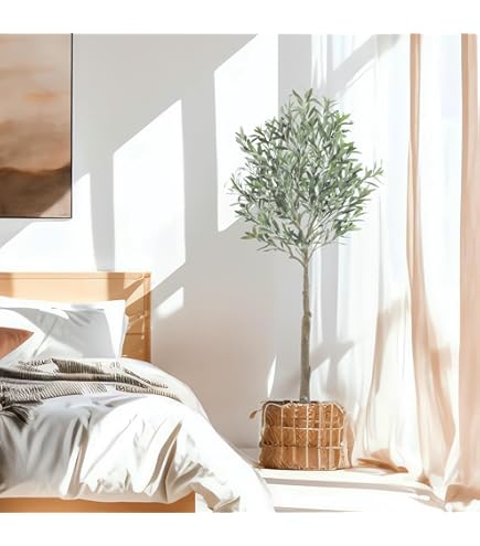 LOFTPLUS Kunstplant olijfboom, kunstplanten, 180 cm grote kunstboom, moderne decoratie, kunstplanten, als echt voor woonkamer, slaapkamer, kantoor, housewarming cadeau