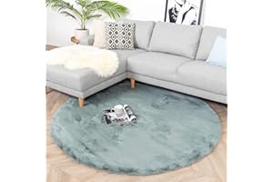 ‎FRAAI | HOME & LIVING FRAAI | Home & Living Hochflor Teppich Rund - Comfy Türkis - Ø 120cm - Shaggy, Uni - Modern, Skandinavisch - Wohnzimmer, Esszimmer, Schlafzimmer - Fellteppich - Carpet