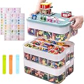 TEGOVE Storage Boxes for Lego Toy Organizer, Storage Box for Children, Stackable Boxes, Transparent Large Compartments, Small
