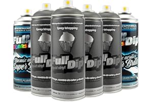 AutoFullCar - Confezione di spray di vernice Full Dip, nero metallizzato, super lucida, vinile liquido