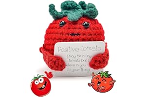 LPMXYW Funny Positive Tomato Wool Gifts,Positive Potato Funny Wool Gifts Positive Gifts Motivational Gift Mini Knitted Tomato Doll with Positive Card,Good Luck Gifts Encourage Tomato Motivational Gifts