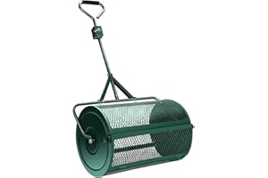 CAMPSOR Kompost-Streuer, 24 Zoll Torfmoos Streuer mit Verbessertem T-förmigen Griff, Kompostwalze Heavy Duty Metal Mesh Basket für Rasen und Garten (Grün)