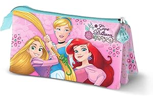 Princesas Disney Live-Estuche Portatodo Triple, Rosa, 23.5 x 10 cm