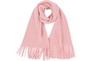 LA HUATE Kids Wool Knit Tassel Scarf Autumn Winter Neck Warmer Solid Color Warm Neckerchiefs