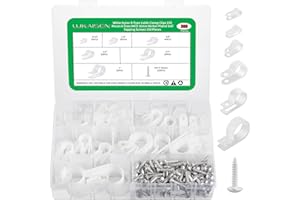 LUKAISEN 300 Stück Kabelhalter, Outdoor Kabel Clips Kabelführung Organizer Kabelclips Nylon Kabelschelle Kabelfixierung Chassisklemmen mit M4x16mm Vernickelt und Gehärtet Schrauben Kabelschellen - Weiß