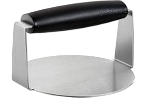 BS-VOG Pressa per Hamburger, Schiacciatore Rotondo da 6 Pollici per Griglia con Manico Antiscottatura, Smashed Burger in Acciaio Inossidabile Antiaderente, Pressa da Griglia per Cottura su Piastra