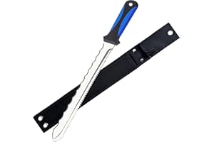 TRADE 4 YOU LTD Insulation Knife with Sheath - Serrated Stainless Steel Saw for Cutting XPS & PIR Foam Board, Rockwool, Polystyrene and Loft Insulation Materials (BHSC)