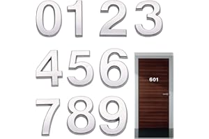 JIAYAUS 10 Pezzi Numero Civico Esterno, Numeri Civici da Esterno 3D per Porta, Indirizzo, Hotel, Pensioni, Aule E Uffici (0-9, Argento)