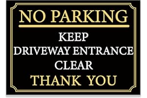 LP LIFESTYLE No Parking Sign – Keep Driveway Entrance Clear – Rust-Proof Weatherproof PVC, Outdoor Warning Sign, Multiple Sizes & Mounting Options – No. 016 (Black & Gold, A4 (210mm x 297mm) – No Holes)
