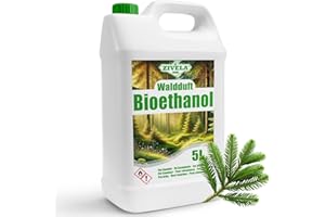 ZIVELA Bioethanol 96,6% 5L | Bio Alkohol Waldduft 96,6% 5L | Bioethanol für Kamin, Tischkamin, Bioethanol Kamin | Bioethanol Waldduft | Saubere Verbrennung, ohne Rauch, lebendige und stabile Flamme